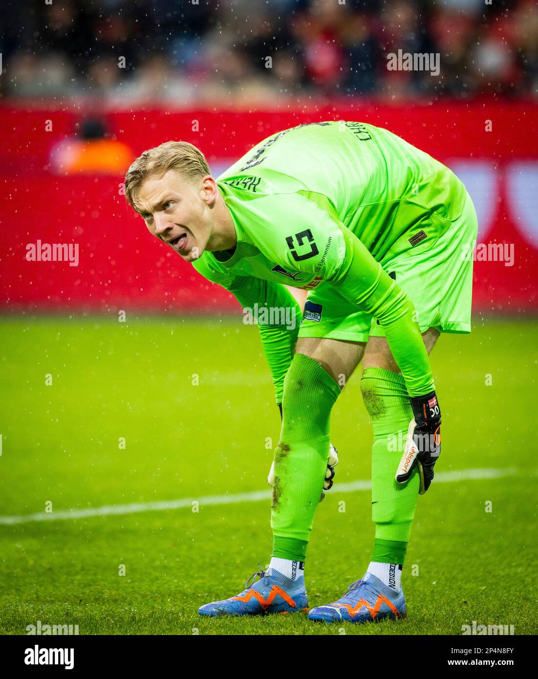 Leverkusen, Germania. 5th Mar, 2023. Torwart Oliver Christensen (Hertha) Bayer Leverkusen - Hertha BSC Berlin Bundesliga 05.03.2023 Copyright (nur fü Foto Stock