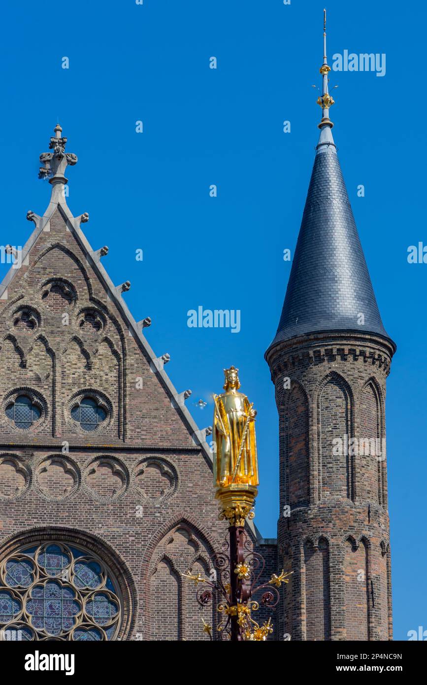 Dettagli gotici dalla casa del parlamento olandese, l'Aia, Paesi Bassi Foto Stock