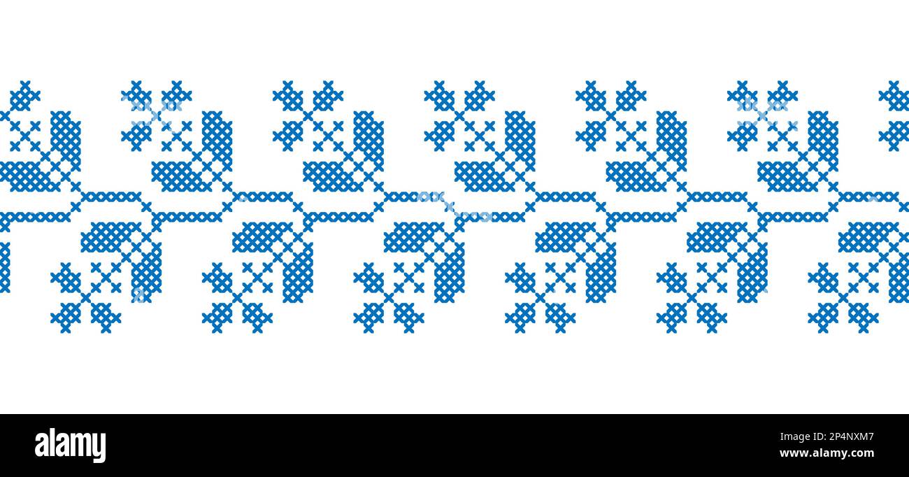 Ornamento vettoriale ucraino di fiore di mais, bluet, bluebottle. Tradizionale popolare, confine ornamento etnico Illustrazione Vettoriale