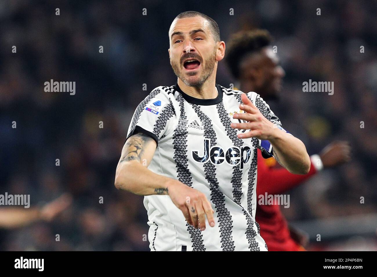 Leonardo Bonucci della Juventus reagisce durante il campionato italiano Serie Una partita di calcio tra AS Roma e Juventus FC il 5 marzo 2023 allo Stadio Olimpico di Roma - Foto: Federico Proietti/DPPI/LiveMedia Foto Stock