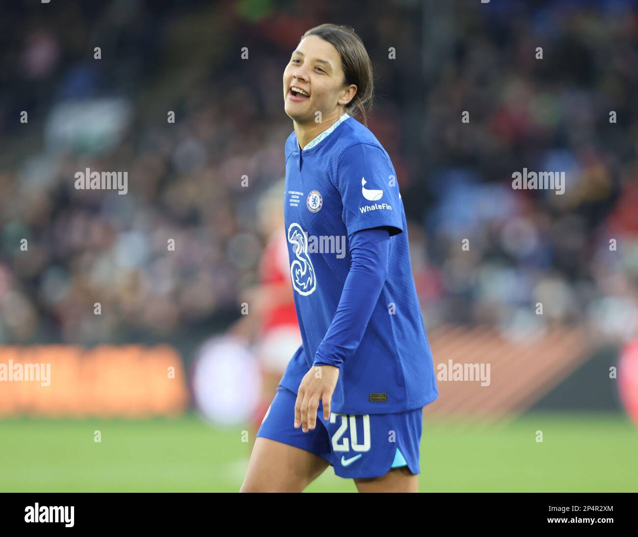 Chelsea Women Sam Kerr durante la finale 2023 della Coppa della Lega di pneumatici fa Women's Continental Tyres tra le Donne dell'Arsenale contro le donne del Chelsea a Selhurst Park, Foto Stock