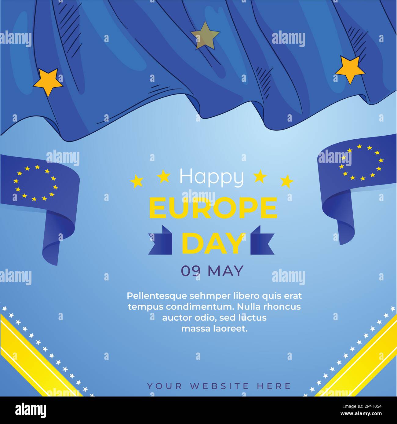 La Giornata dell'Europa è una giornata che celebra la pace e l'unità del disegno piano vettoriale Illustrazione Vettoriale
