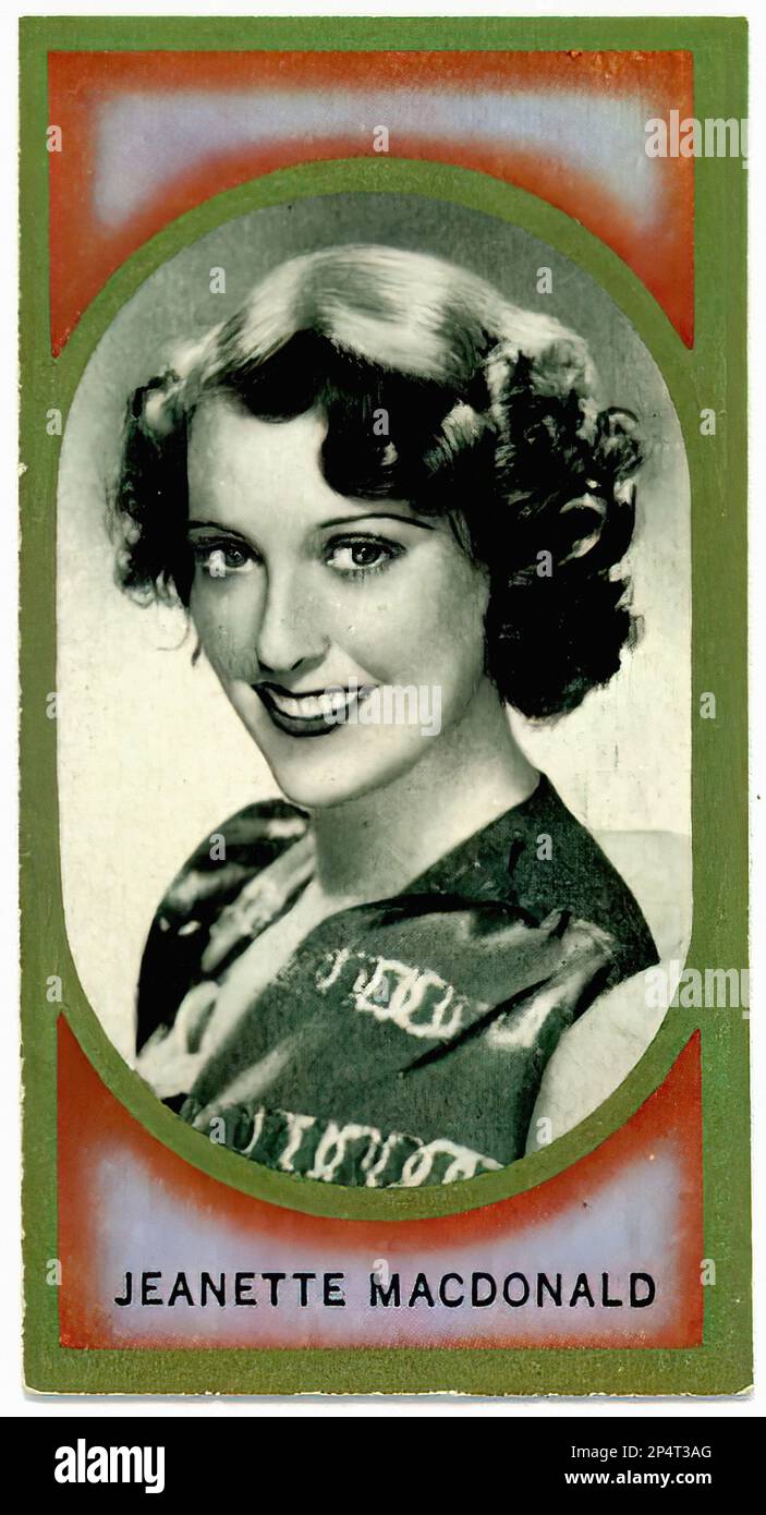 Ritratto di Jeanette MacDonald - cartellino di sigaretta vintage Foto Stock