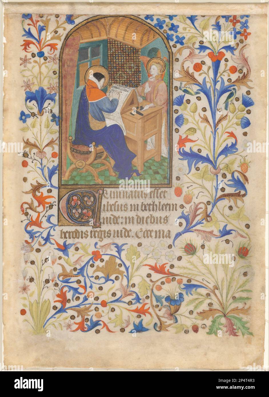 Francese 15th ° secolo San Matteo, c. 1425/1435 foglia da un libro di ore [1948.11.5-8] tempera e foglia d'oro su vellum Foto Stock