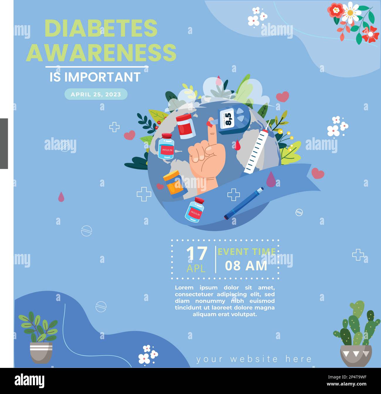 Modello di modello di riconoscimento della Giornata Mondiale del diabete Illustrazione Vettoriale