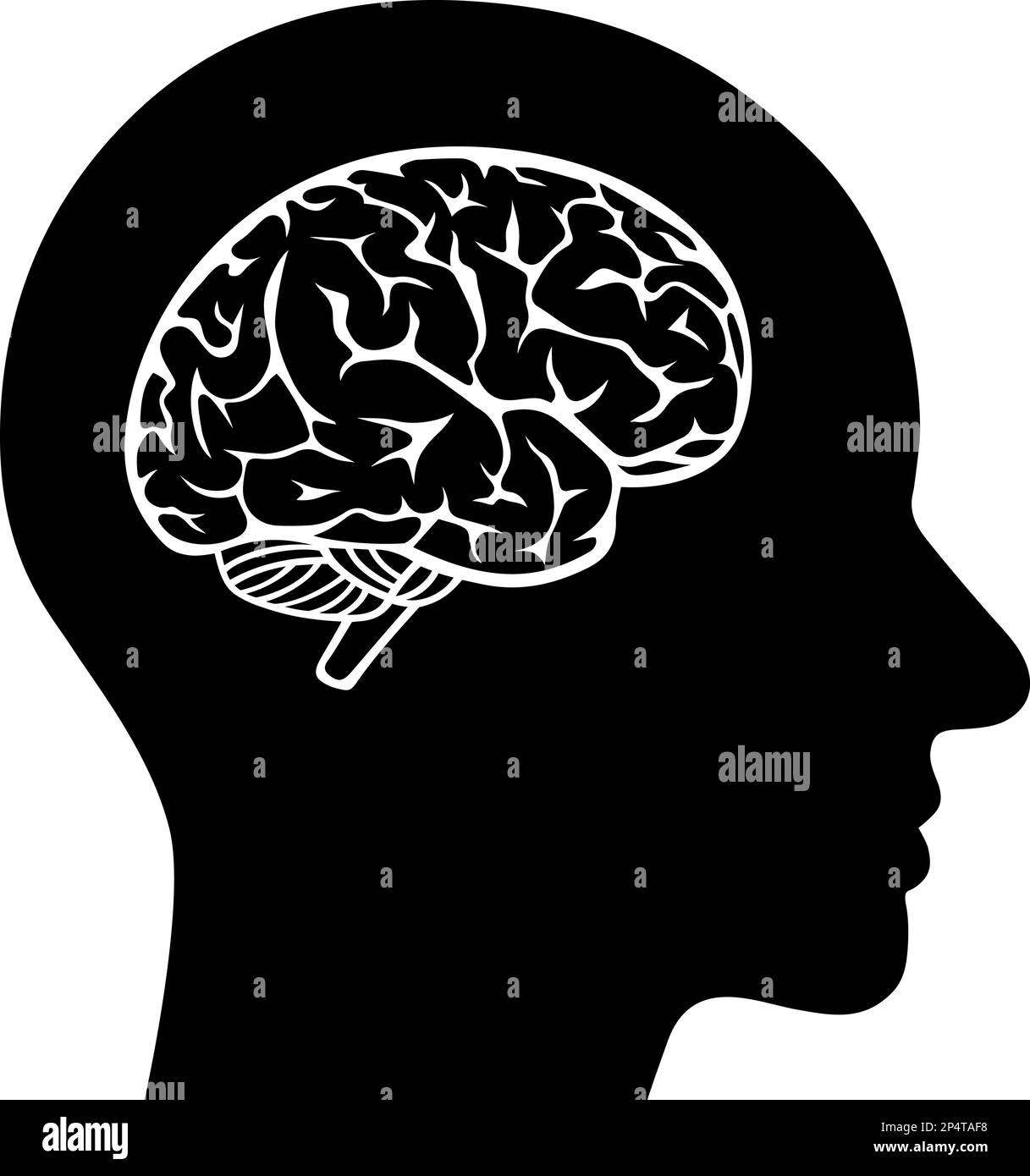 Icona piatta del cervello umano come concetto di brainstorming e di pensiero Illustrazione Vettoriale