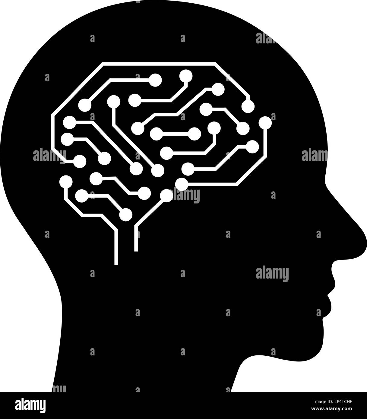 Icona piatta del cervello umano come concetto di mente, memoria e pensiero Illustrazione Vettoriale