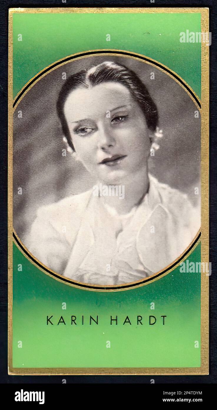 Ritratto dell'attrice Karin Hardt - cartellino di sigaretta tedesca d'epoca 01 Foto Stock