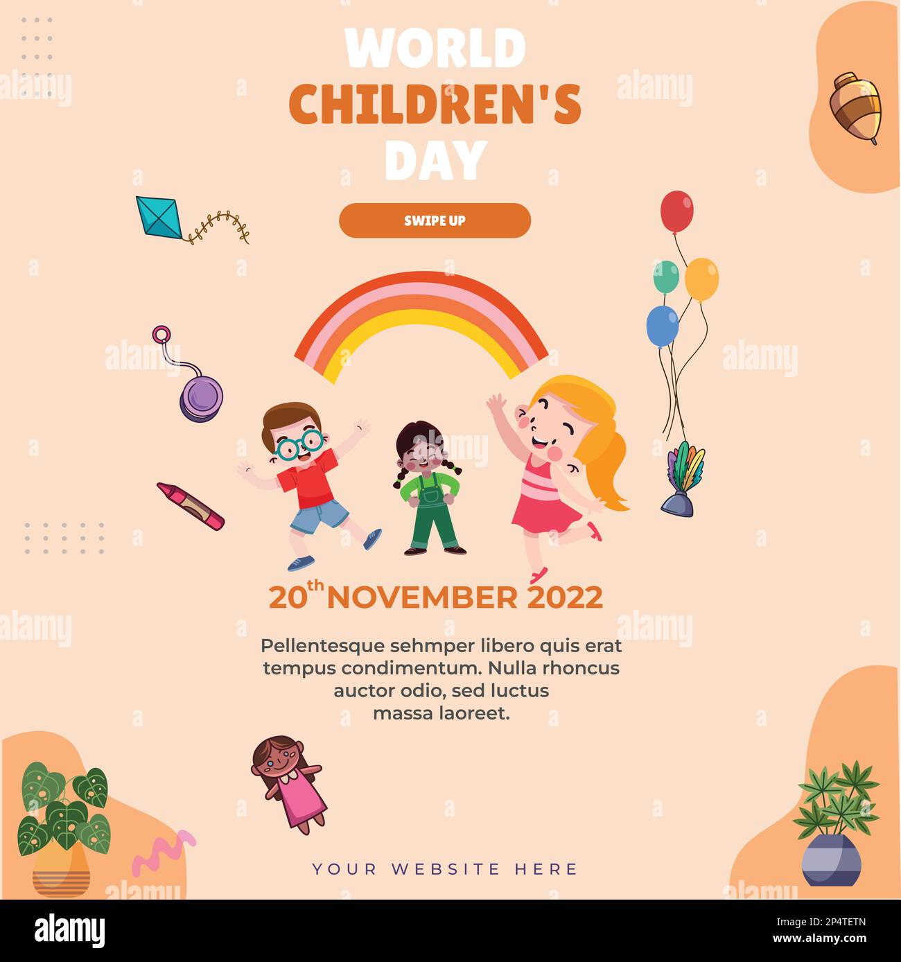Modelli di design per i social media di Happy Children's Day Illustrazione Vettoriale