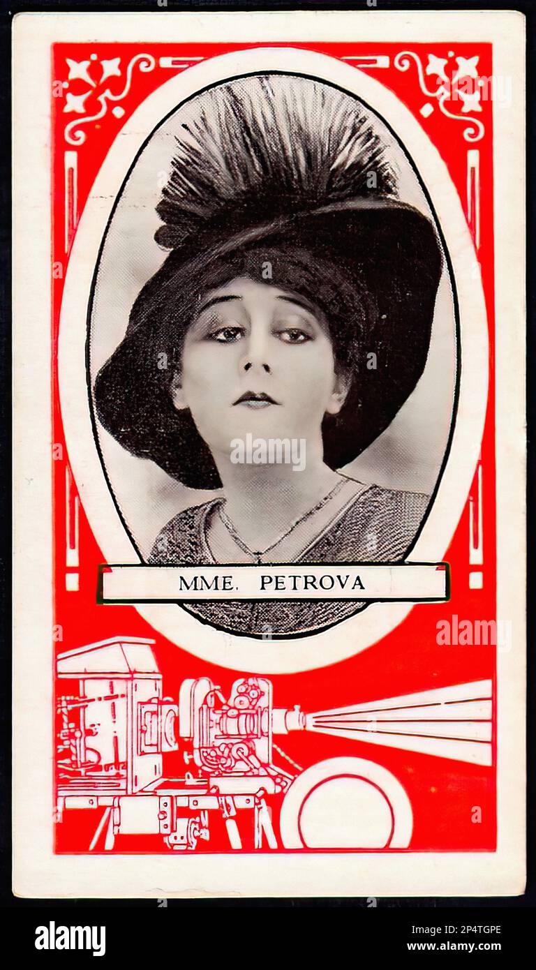 Ritratto di Silent Film Star Madame Petrova - Vintage Cigarette Card Foto Stock