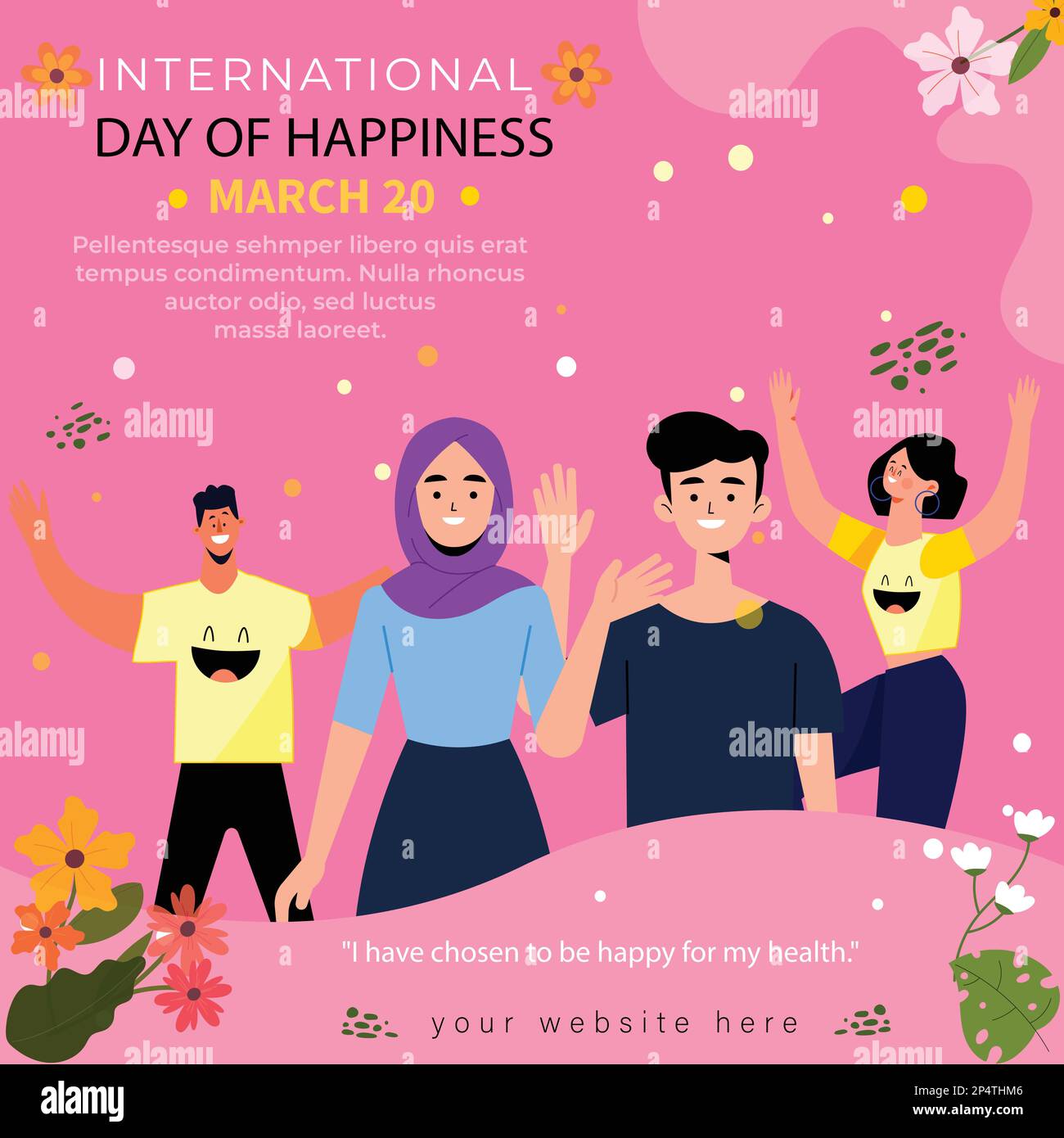 Giornata Internazionale della felicità Illustrazione modello vettore di disegno Illustrazione Vettoriale