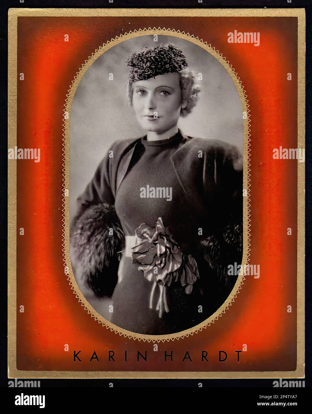 Ritratto di Karin Hardt - cartellino di sigaretta tedesca d'epoca 01 Foto Stock
