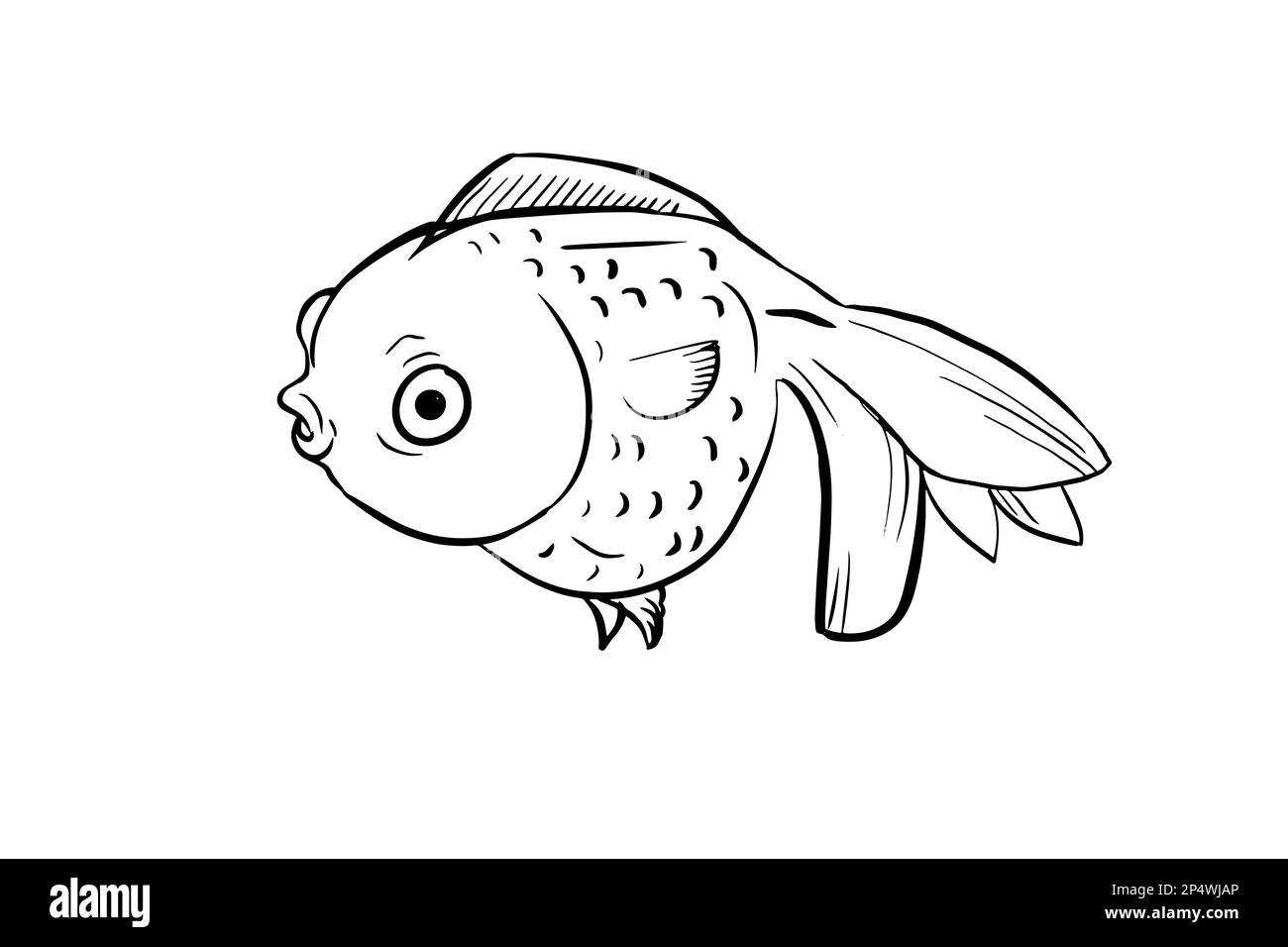 carino cartoon goldfish colorazione pagina Foto Stock