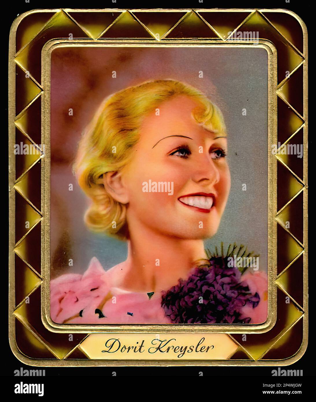 Ritratto di Dorit Kreysler - cartellino di sigaretta tedesca d'epoca 01 Foto Stock