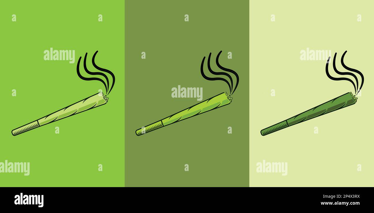 Illustrazione vettoriale modello ripetitivo di tre marijuana o Unione di sigarette di cannabis su sfondi multicolore. felice 420 concetto. Illustrazione Vettoriale