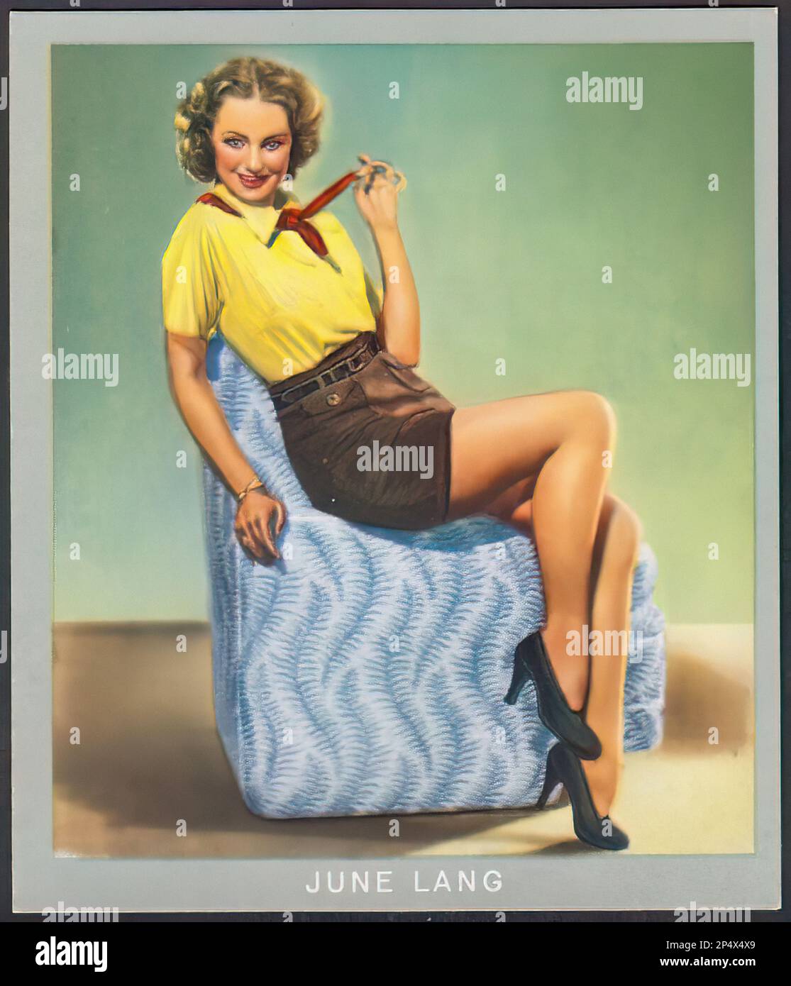 Ritratto di June Lang - carta di sigaretta tedesca d'epoca Foto Stock