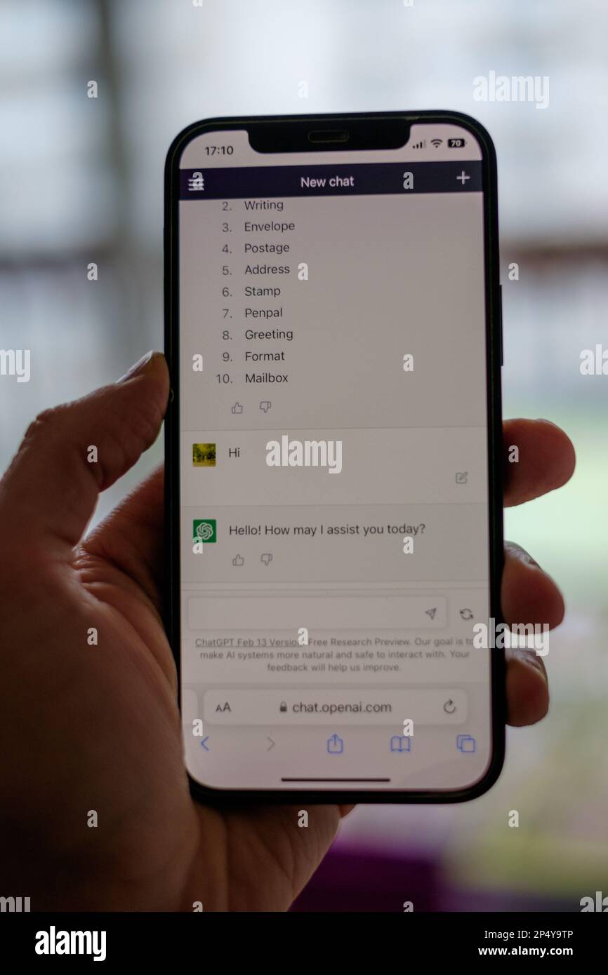Richiesta GPT chat per telefono Foto Stock