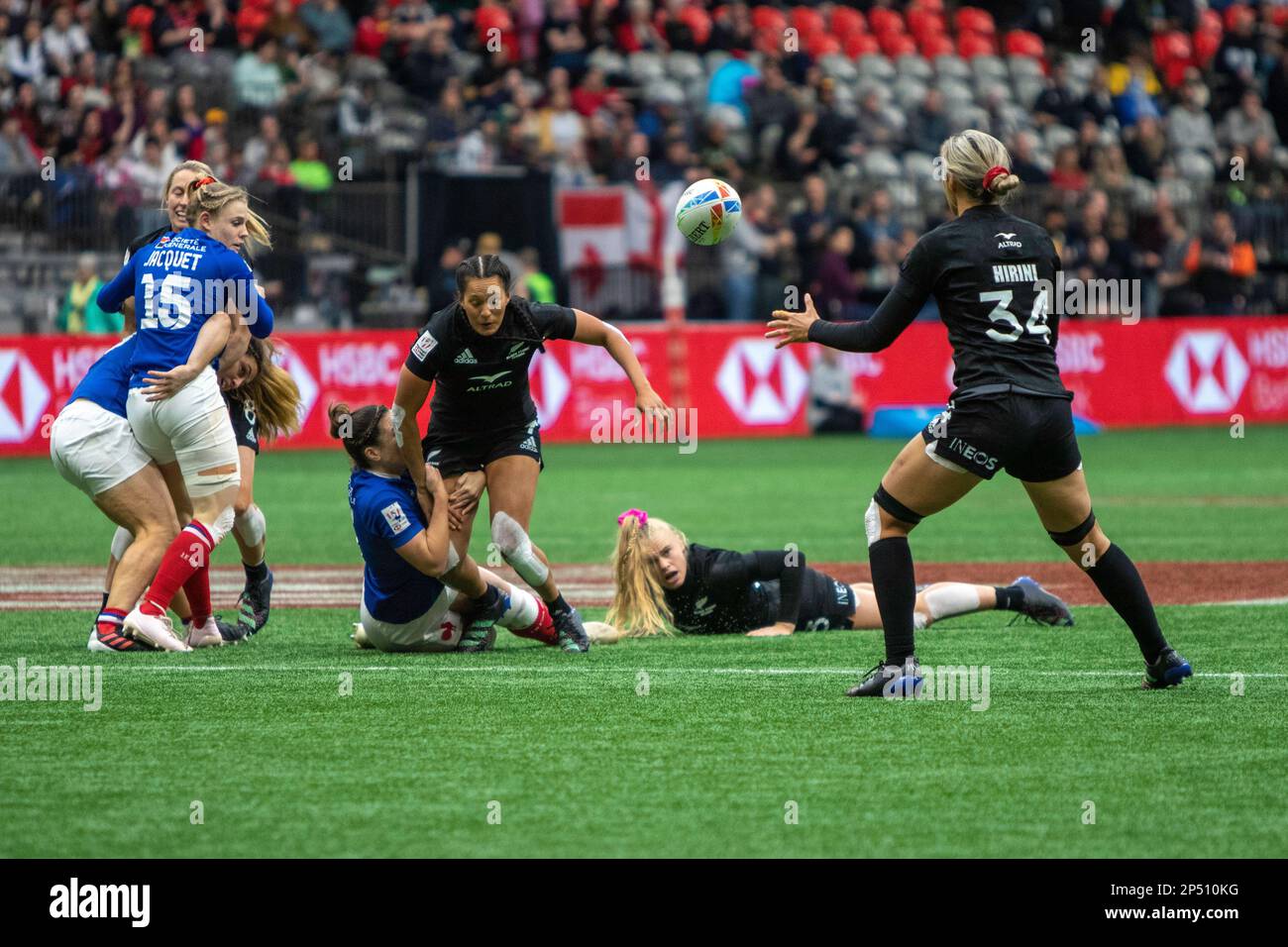 VANCOUVER, CANADA - Marzo 05: Incontro semifinale tra Nuova Zelanda e Francia durante l'HSBC World Rugby Sevens Series 2023 al BC Place Stadium di Vancouver, Canada. (Foto di Tomaz Jr/PxImages) Foto Stock