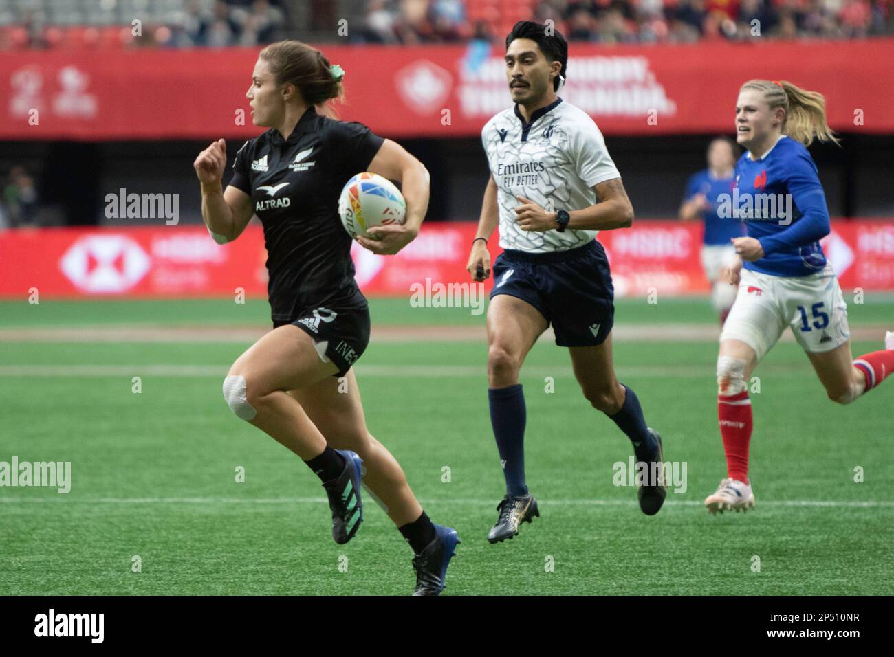 VANCOUVER, CANADA - Marzo 05: Incontro semifinale tra Nuova Zelanda e Francia durante l'HSBC World Rugby Sevens Series 2023 al BC Place Stadium di Vancouver, Canada. (Foto di Tomaz Jr/PxImages) Foto Stock