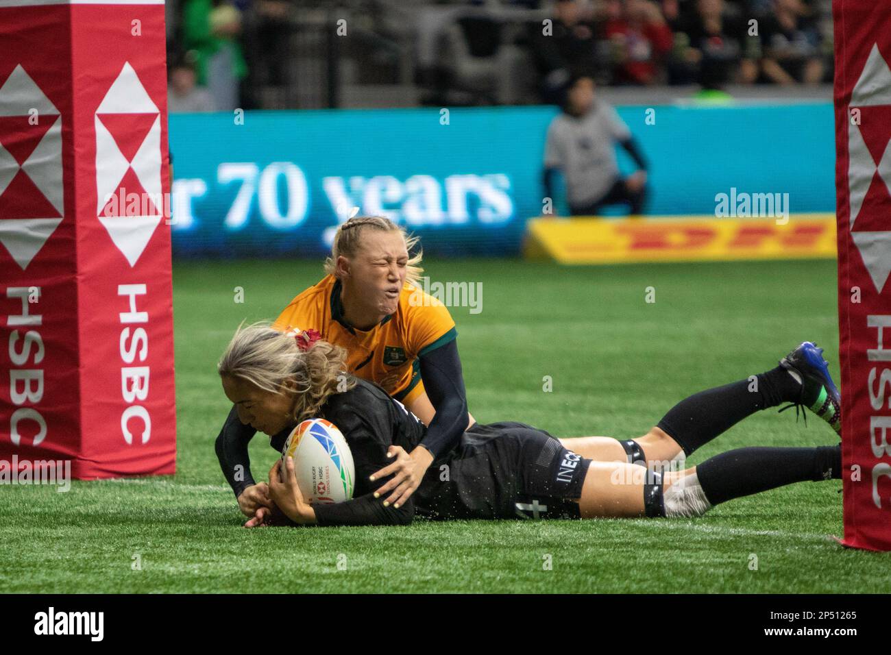 VANCOUVER, CANADA - MARZO 05: Medaglia d'oro tra la Nuova Zelanda e l'Australia durante la HSBC World Rugby Sevens Series 2023 al BC Place Stadium di Vancouver, Canada. (Foto di Tomaz Jr/PxImages) Foto Stock