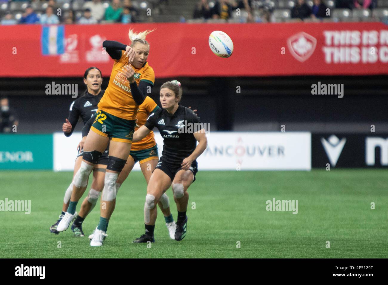 VANCOUVER, CANADA - MARZO 05: Medaglia d'oro tra la Nuova Zelanda e l'Australia durante la HSBC World Rugby Sevens Series 2023 al BC Place Stadium di Vancouver, Canada. (Foto di Tomaz Jr/PxImages) Foto Stock