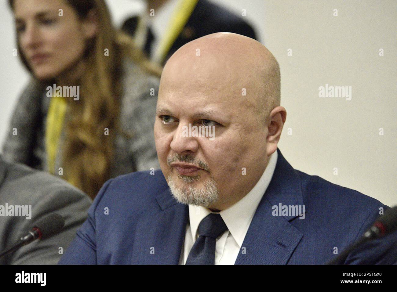 LVIV, UCRAINA - 3 MARZO 2023 - il Procuratore del Tribunale penale internazionale Karim Khan KC assiste alla firma del memorandum d'intesa BE Foto Stock