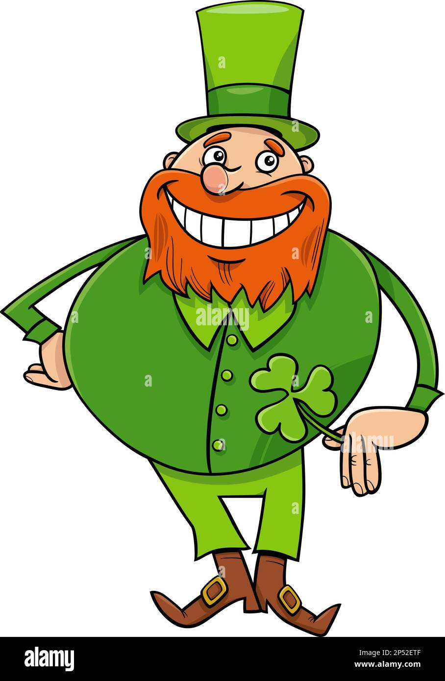 Illustrazione del personaggio Leprechaun in cartoon il giorno di San Patrizio Illustrazione Vettoriale
