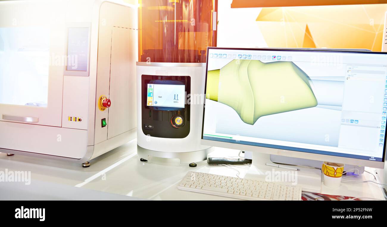 3D stampante e fresatrice per odontoiatria Foto Stock
