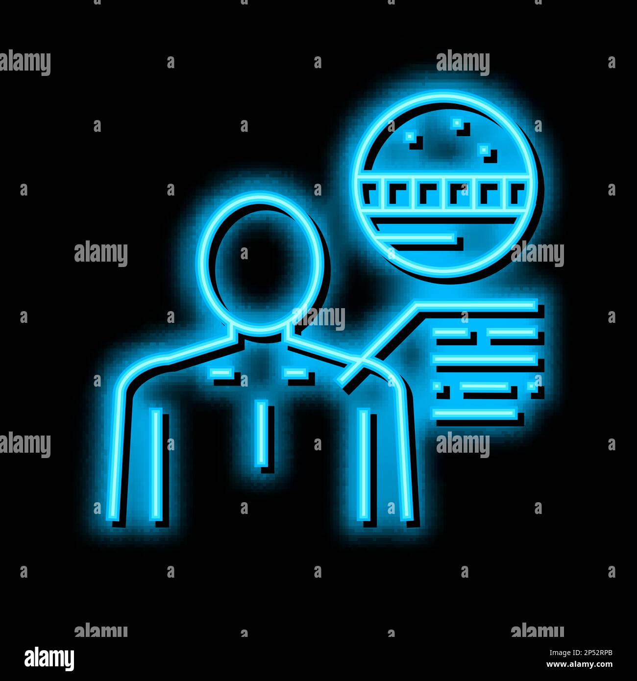 illustrazione dell'icona di luminescenza al neon con pelle pallida o giallastra Illustrazione Vettoriale