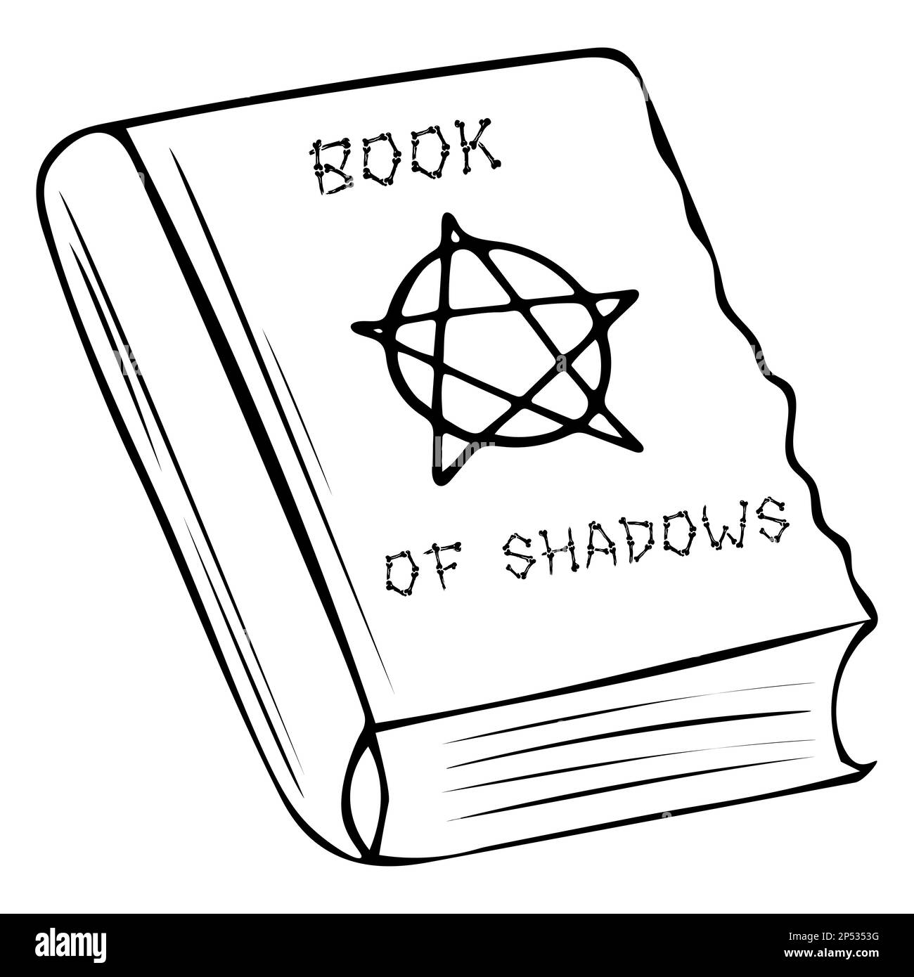 Libro disegnato a mano di incantesimi strega illustrazione vettoriale Illustrazione Vettoriale