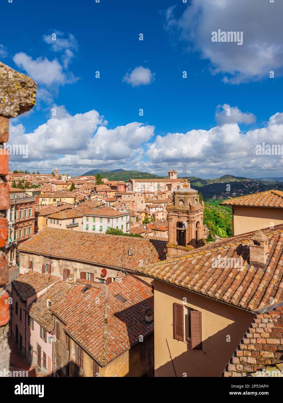 Perugia centro storico skyline da porta Sole Foto Stock