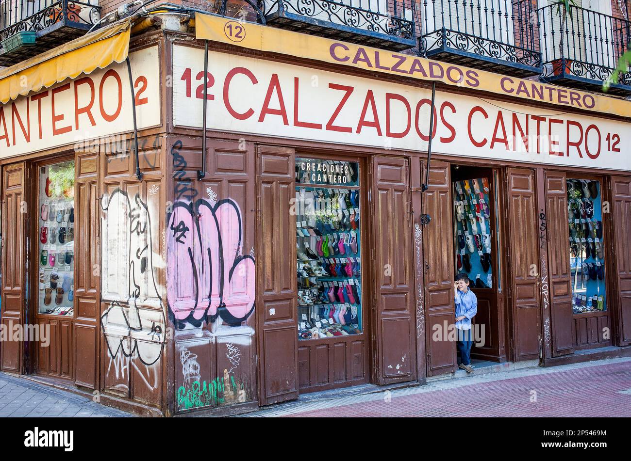Calzados Cantero, Plaza Olavide 12. Madrid, Spagna Foto Stock