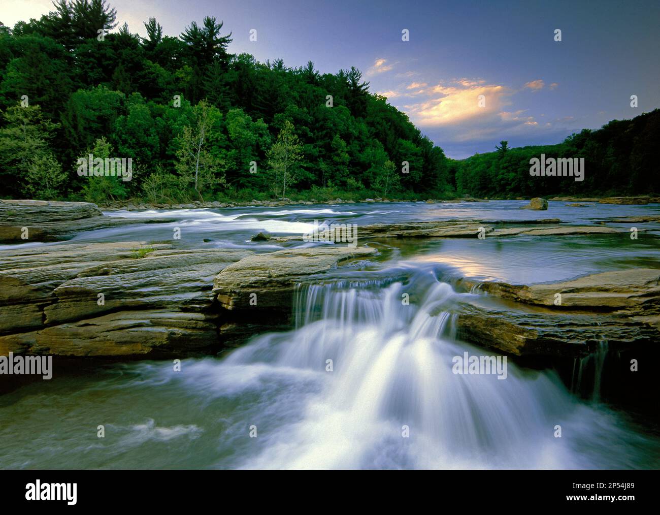 Il fiume Youghiogheny presso l'Ohiopyle state Park nella contea di Fayette, Pennsylvania, è un famoso fiume ricreativo con acque bianche. Foto Stock