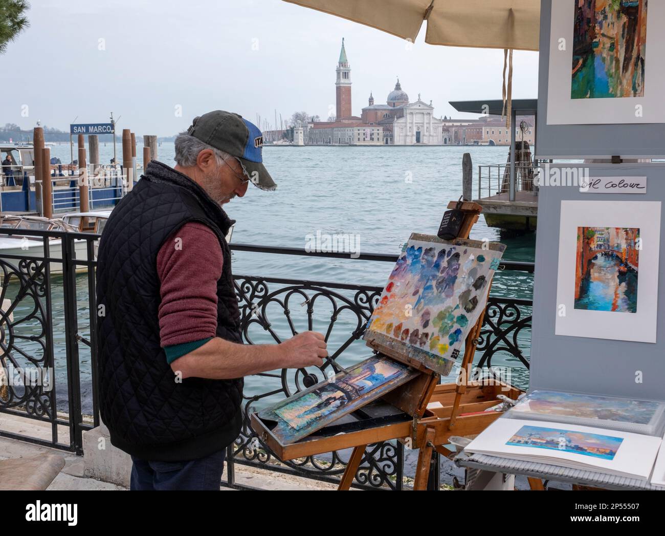Pittura Street artist a San Marco, Venezia Foto Stock