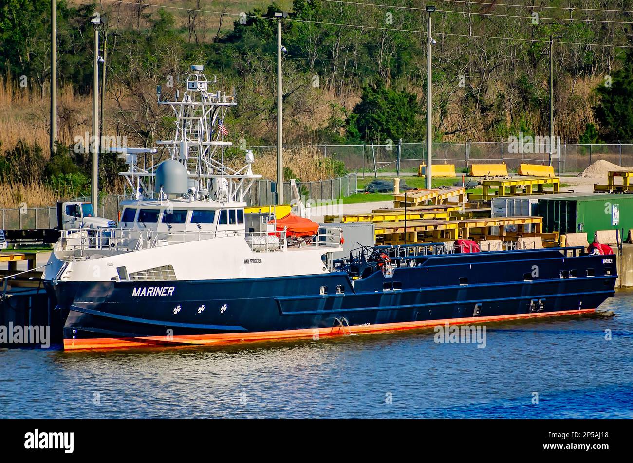 Mariner, l'ultima nave autonoma della United States Navy, è raffigurata il 3 marzo 2023 a Mobile, Alabama. Foto Stock