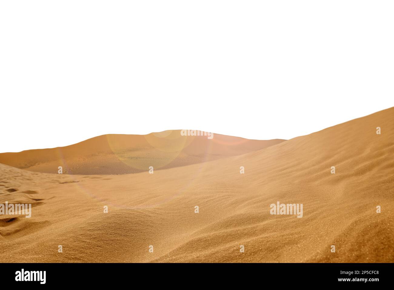 Dune di sabbia su sfondo bianco. Deserto selvaggio Foto Stock