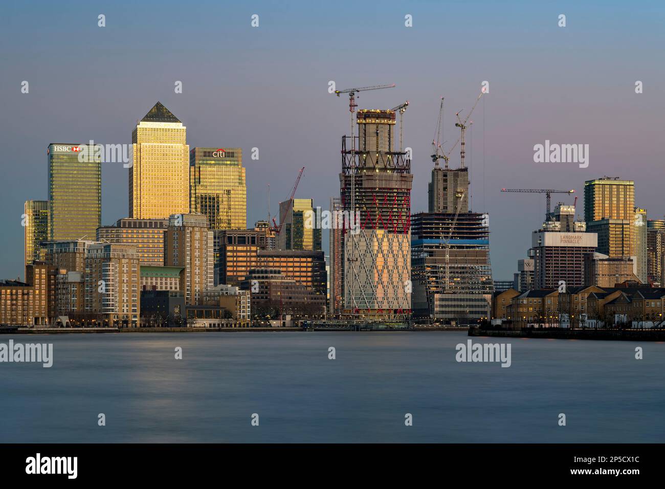 Canary Wharf City Skyline, Londra, Inghilterra, Regno Unito Foto Stock