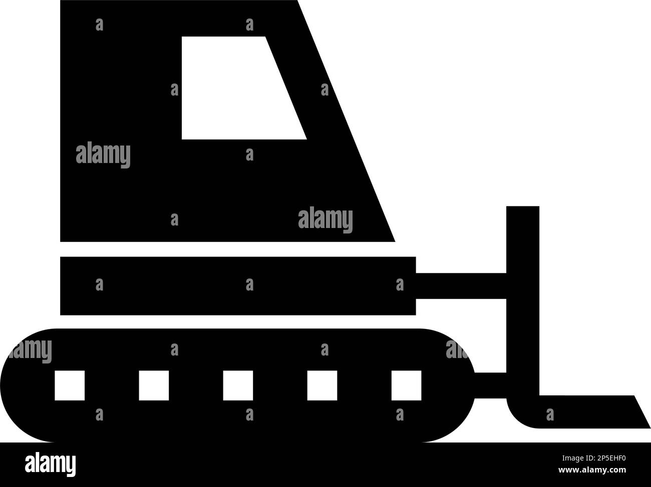 Icona di silhouette bulldozer. Macchine da costruzione. Attrezzatura pesante. Vettore modificabile. Illustrazione Vettoriale