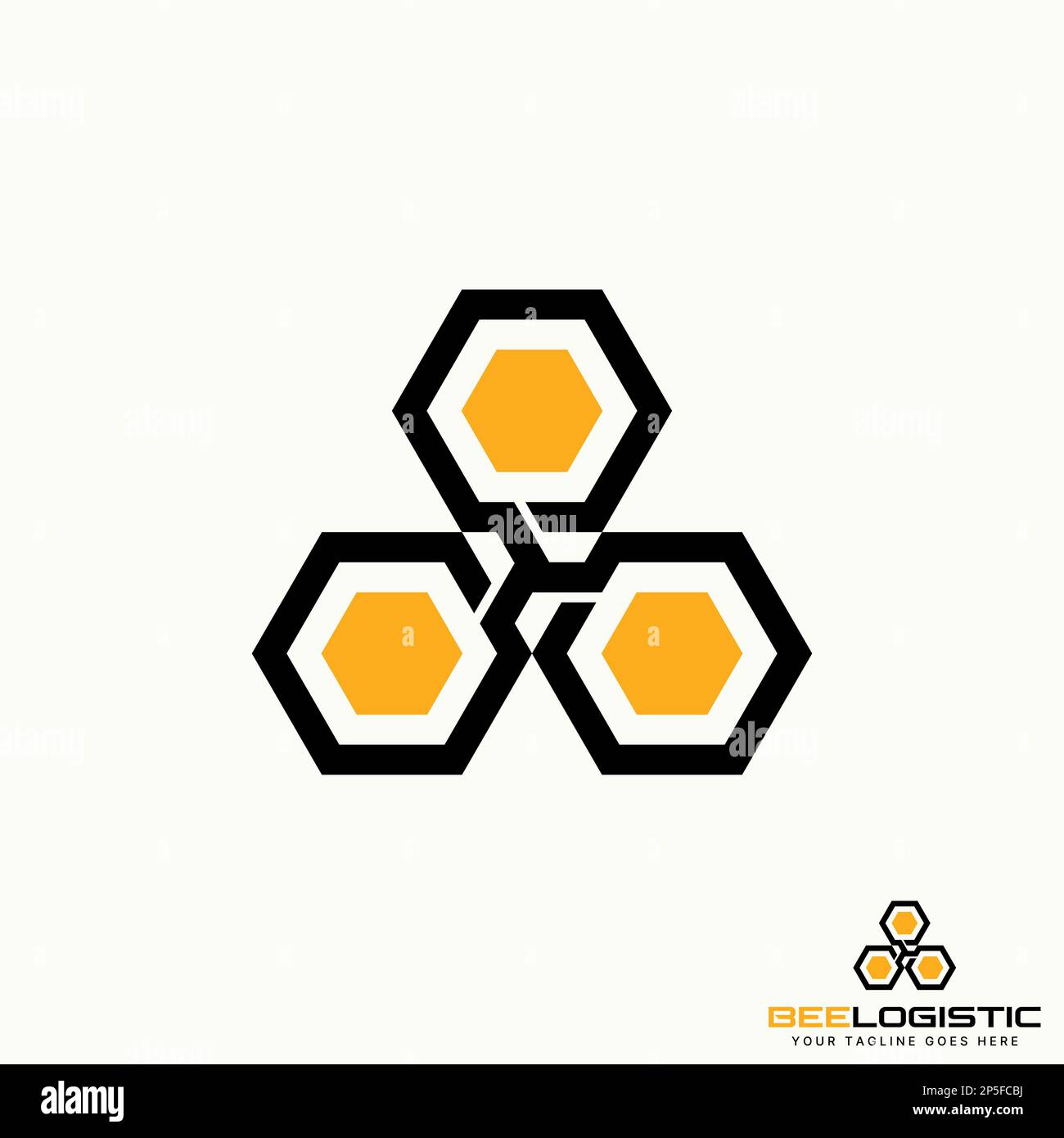 Logo design grafico concetto creativo astratto premium libero vettore stock unico lineout legato 3 esagoni come casa d'ape. Relativo all'animale o alla precisione Illustrazione Vettoriale