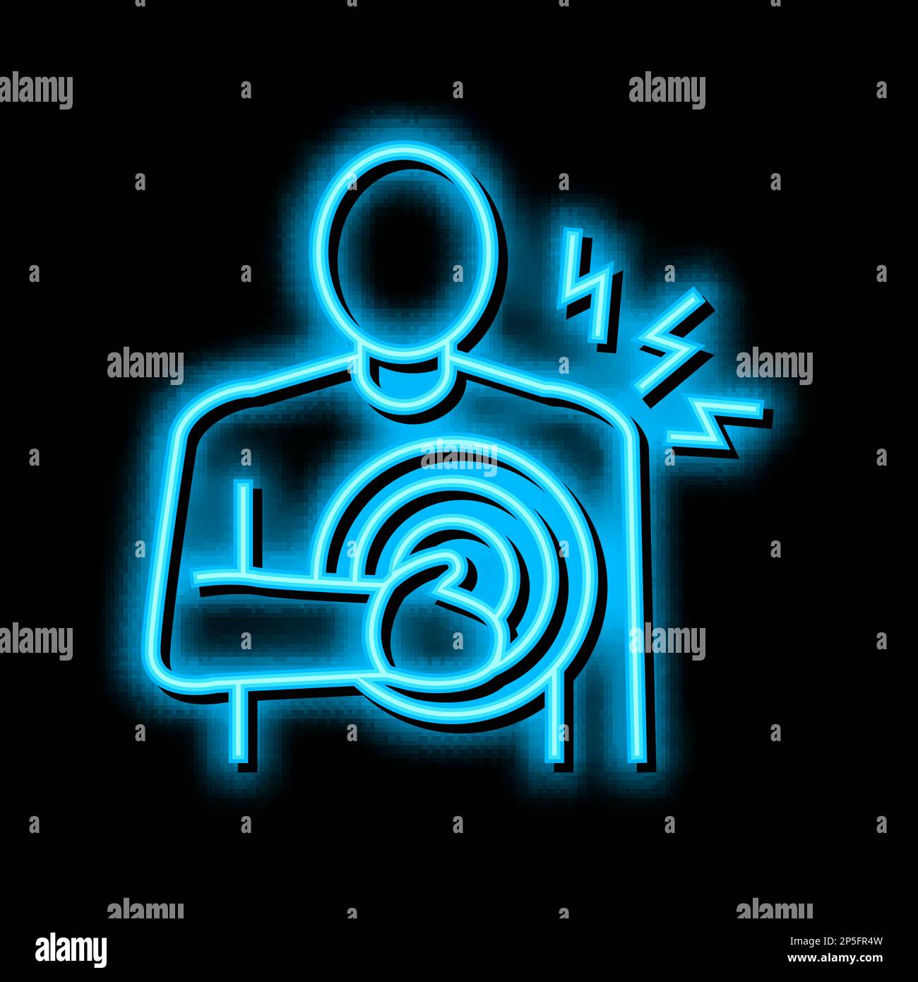illustrazione dell'icona del bagliore al neon per il dolore toracico Illustrazione Vettoriale