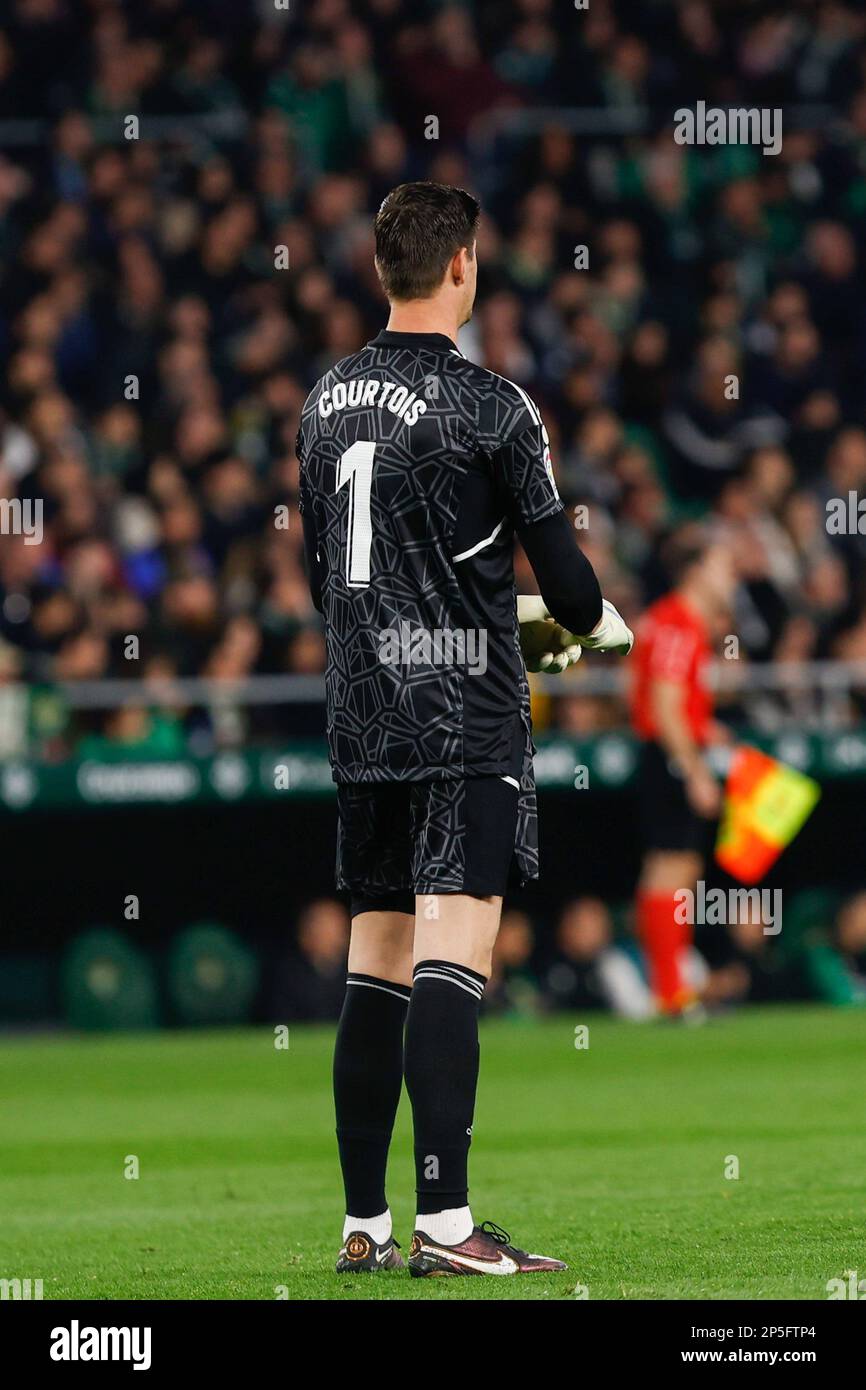 Siviglia, Spagna. 05th Mar, 2023. Thibaut Cortouis del Real Madrid visto durante il giorno 24 della partita di Santander tra Real Betis e Real Madrid allo stadio Benito Villamarin. Punteggio finale: Real Betis 0:0 Real Madrid (Photo by Lorena Martin/SOPA Images/Sipa USA) Credit: Sipa USA/Alamy Live News Foto Stock