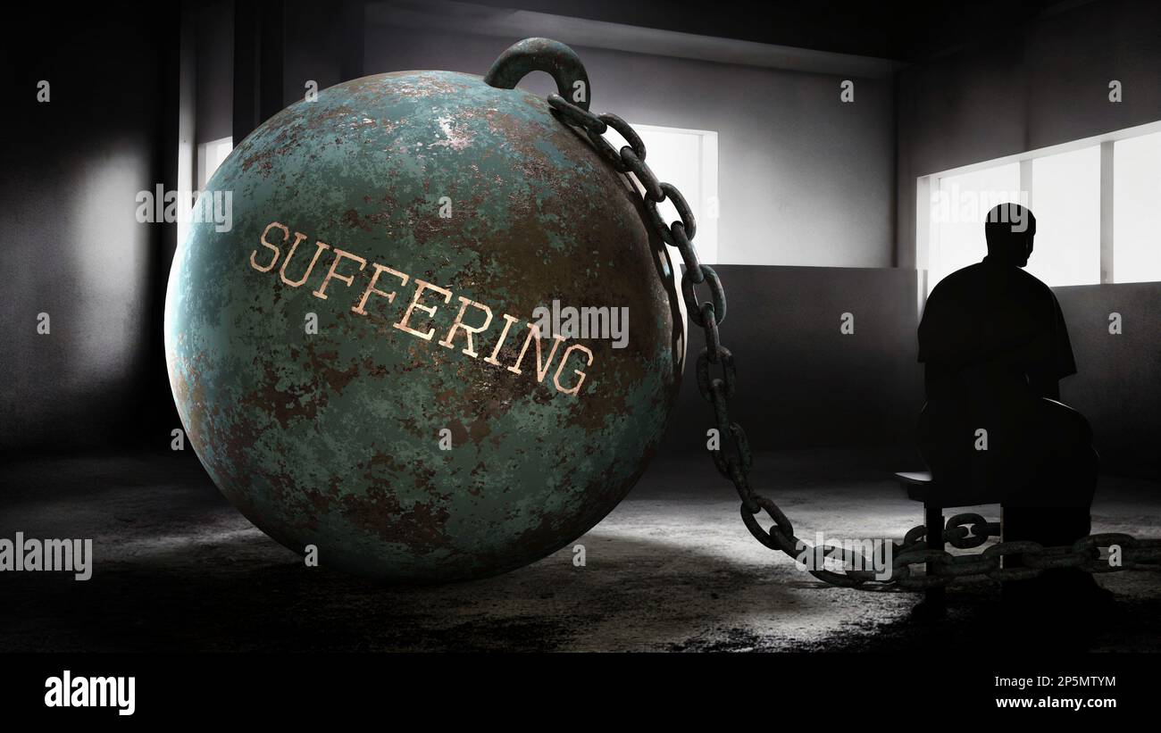 Sofferenza e anima umana intima, silenziosa e solitaria. Separato dal mondo in esso è proprio dolore e alienazione.,3D illustrazione Foto Stock