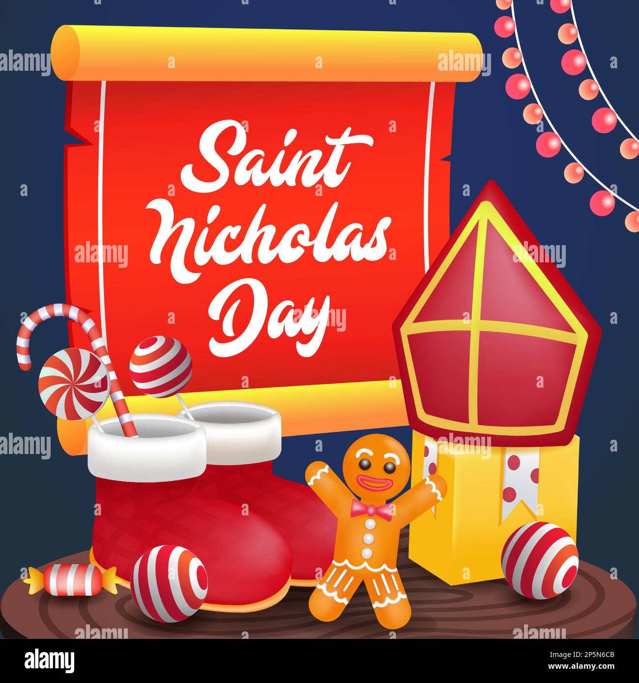 San Nicola giorno, doni e dolci sul tavolo Illustrazione Vettoriale