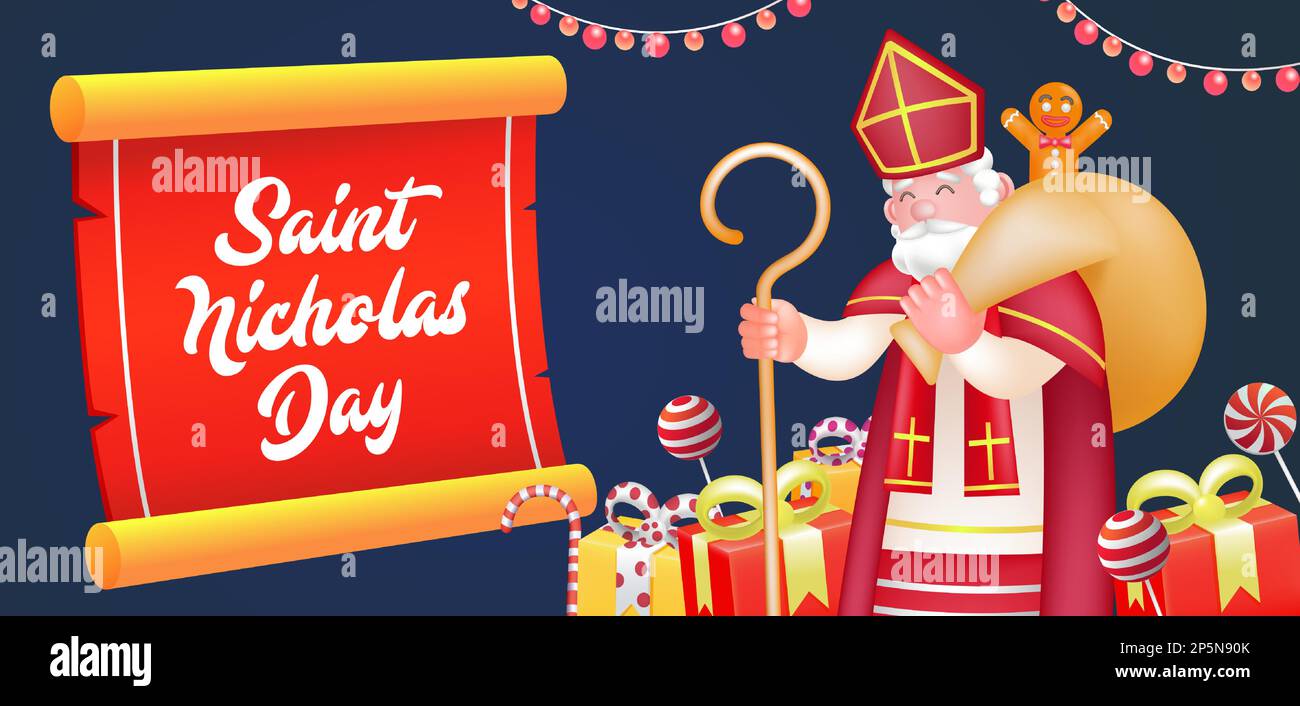 San Nicola giorno, San Nicola porta doni Illustrazione Vettoriale