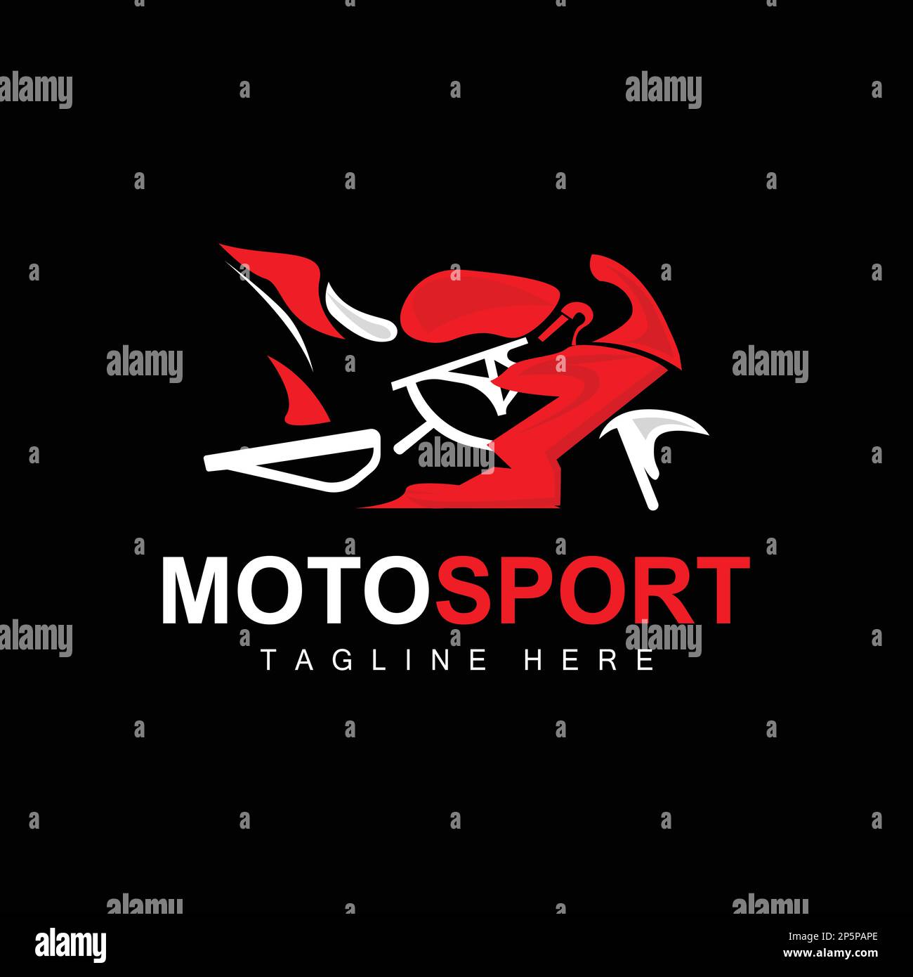 Logo Motosport, motore vettoriale, progettazione automobilistica, riparazione, parti di ricambio, Team motociclistico, acquisto e vendita di veicoli e marchio aziendale Illustrazione Vettoriale