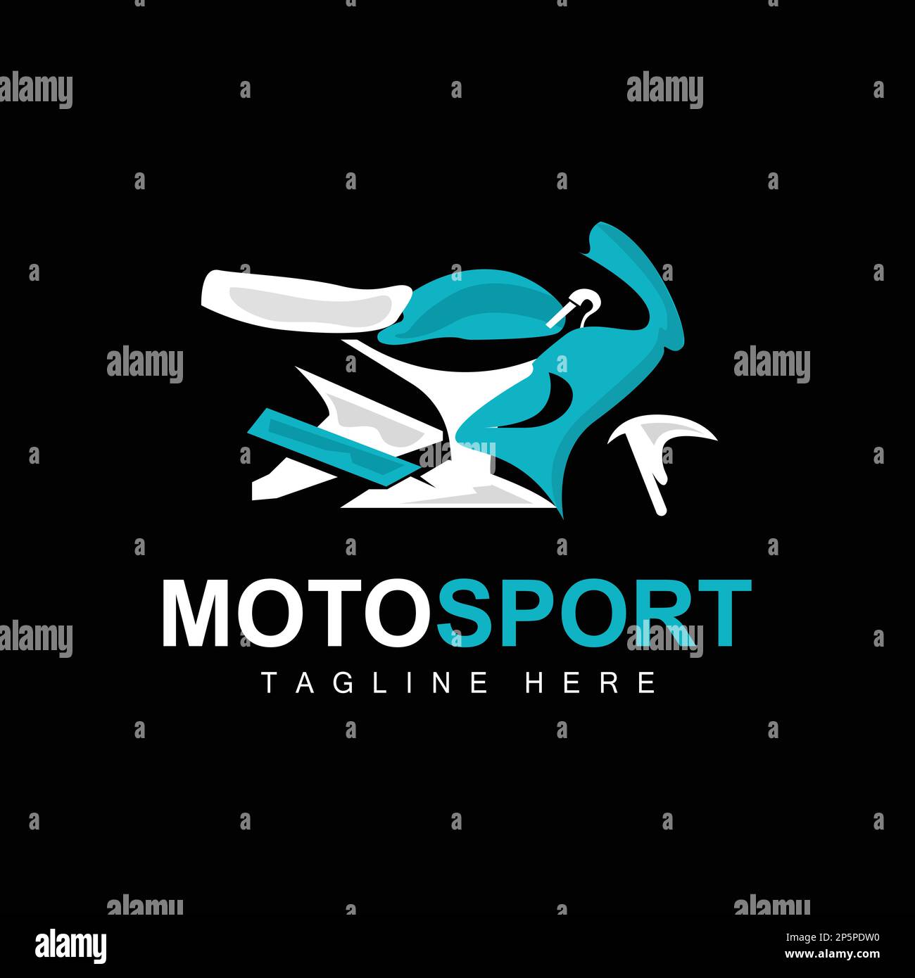 Logo Motosport, motore vettoriale, progettazione automobilistica, riparazione, parti di ricambio, Team motociclistico, acquisto e vendita di veicoli e marchio aziendale Illustrazione Vettoriale