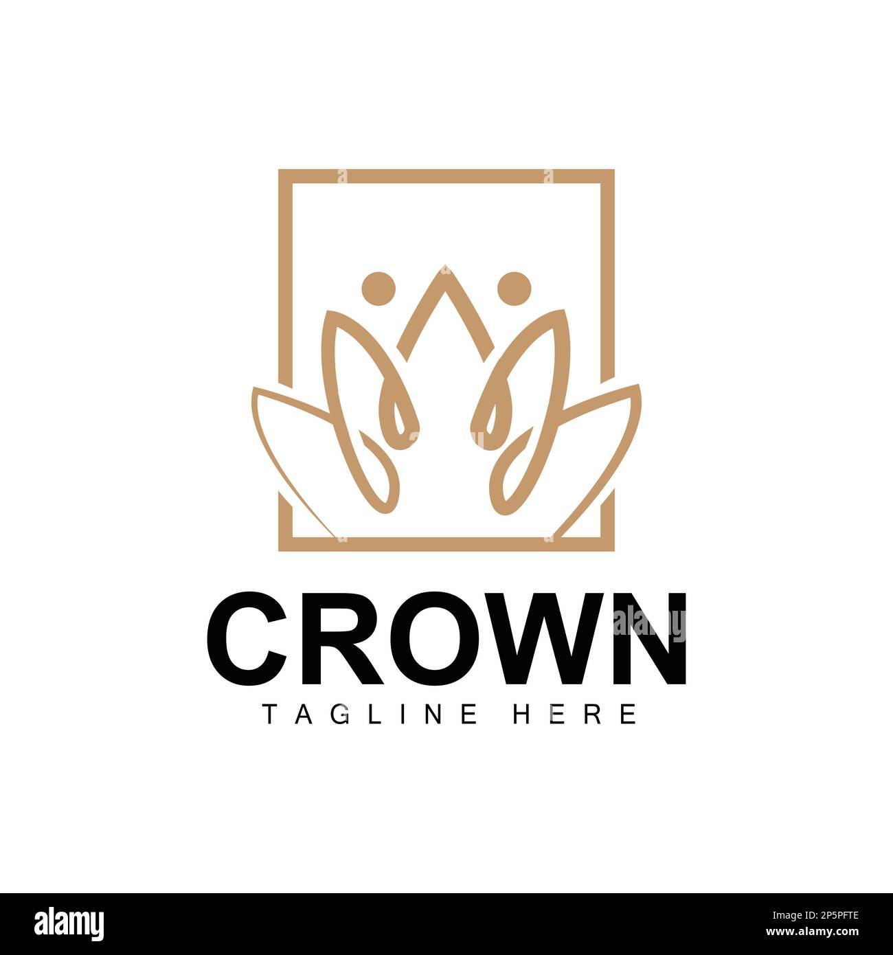 Logo Crown, Royal Design, Throne Holder King and Queen, modello semplice per il prodotto con marchio Vector Icon Illustrazione Vettoriale