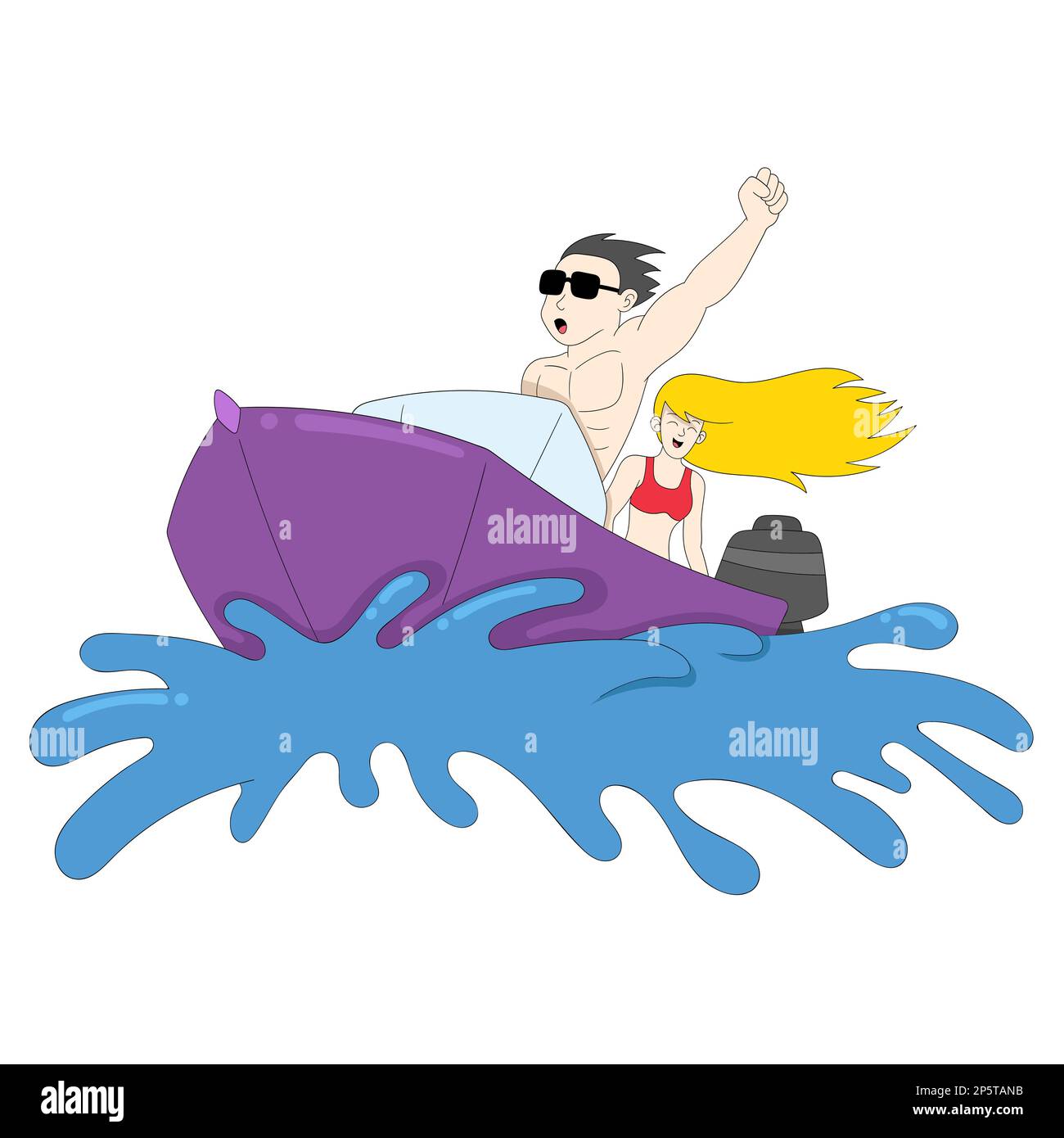 uomo e donna in vacanza equitazione mare barca Illustrazione Vettoriale