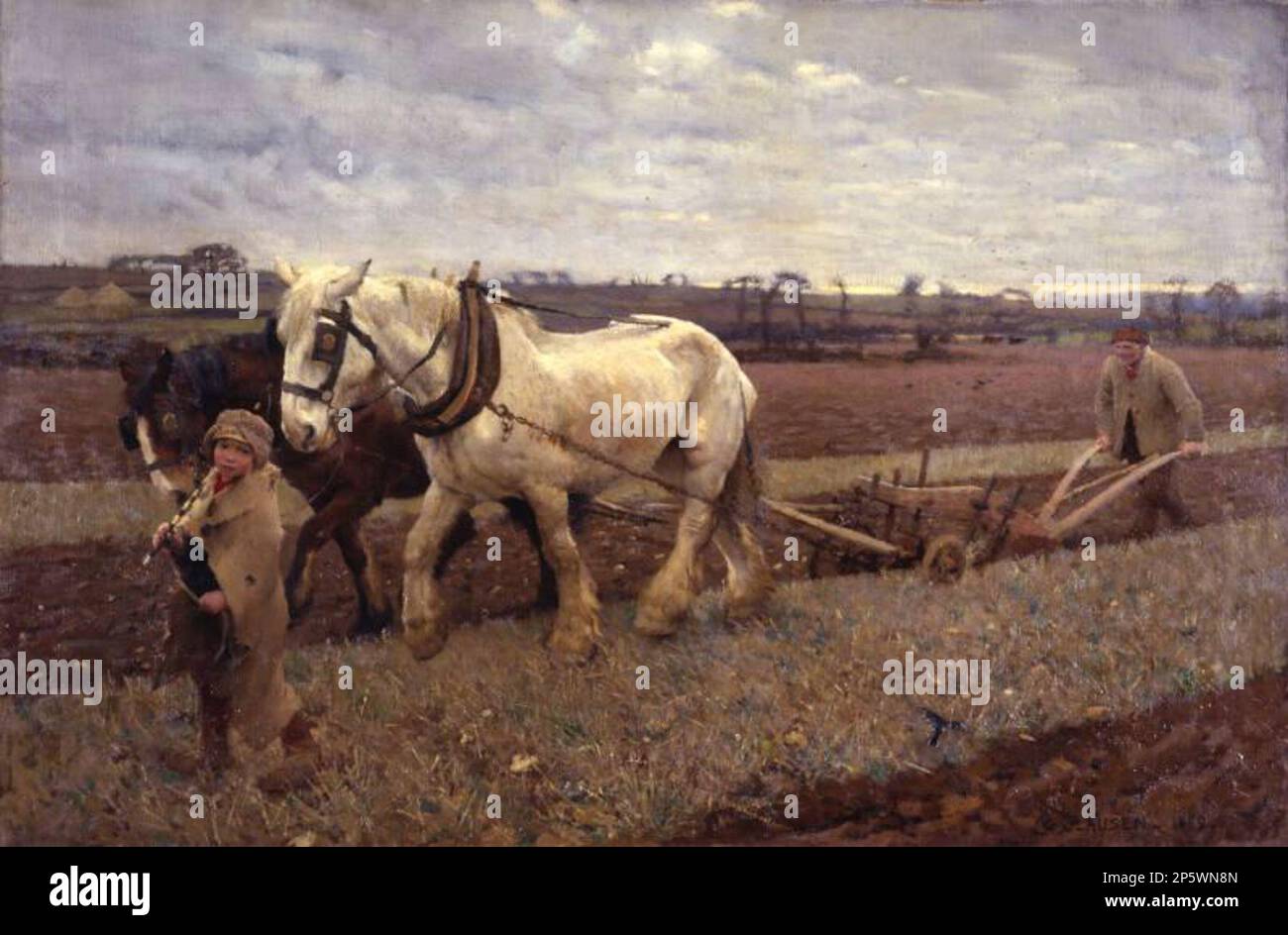 Ploughing, Sir George Clausen (Londra, Inghilterra, 1852 - 1944) 1889 Foto Stock