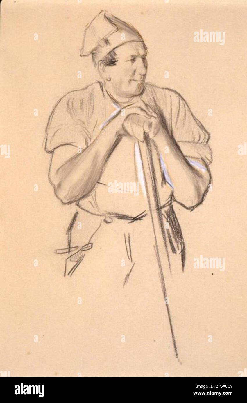 Studio di un pescatore verso:Studio di una ragazza in vestito di metà Vittoriano, Charles Samuel Keene (Hornsey, Inghilterra, 1823 - 1891) 1850-1891 Foto Stock